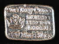 Monarch Precious Metals 1oz. .999 Fine Silver Poured Bullion Bar at PristineAuction.com