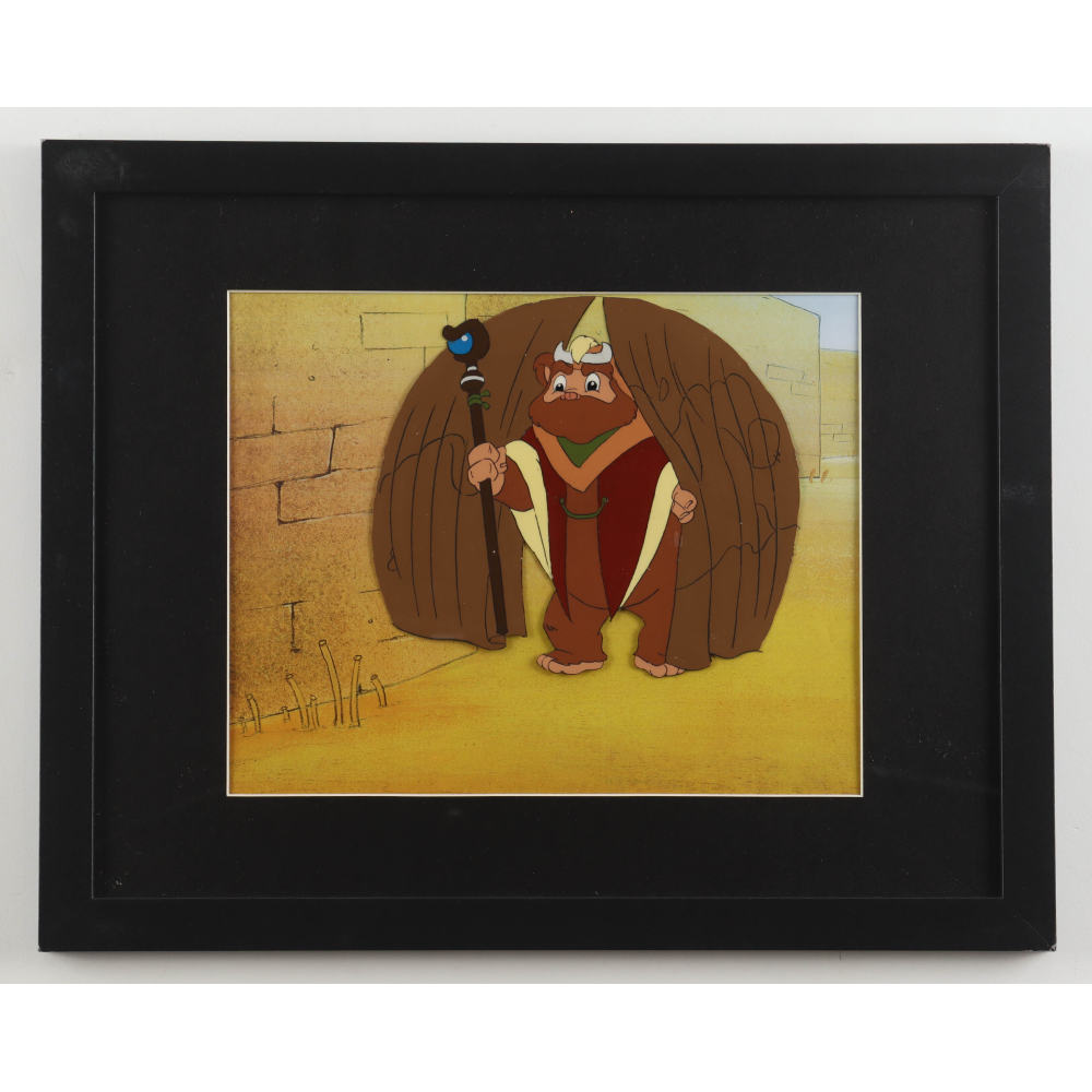 Original Production 1985 Lucas Films "Star Wars: Ewoks" 12x15 Custom Framed Hand-Painted Animation Cel Display at PristineAuction.com