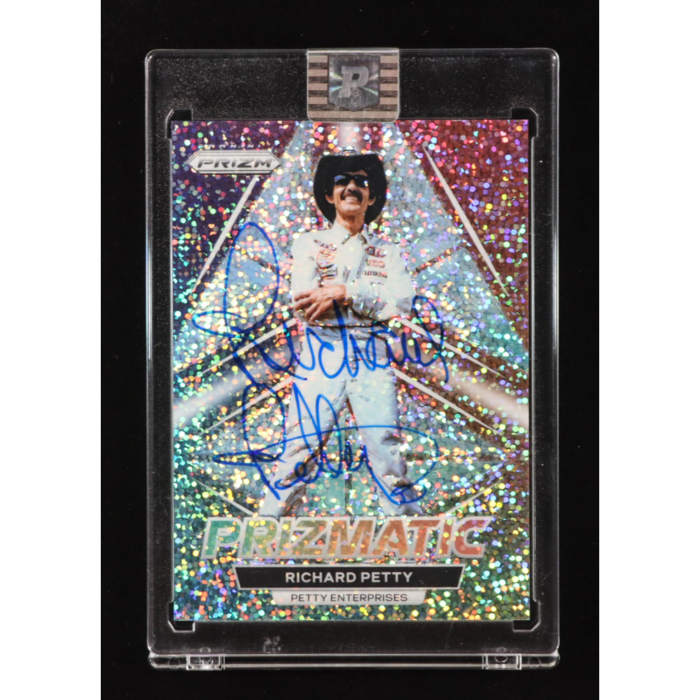 Richard Petty Signed 2023 Panini Prizm Prizmatic Prizms White Sparkles #14 (PA) at PristineAuction.com