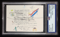 Bernie Taupin Signed Drawn Image of Elton John's Rocket Man Lyrics Print (PSA) at PristineAuction.com