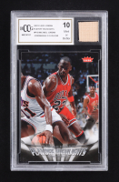Michael Jordan 2007 Fleer Michael Jordan Playoff Highlights #PH3 with Bulls Game Used Floor (BCCG 10) at PristineAuction.com