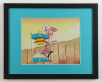 Original Production "Pink Panther" 12x15 Custom Framed Hand-Painted Animation Cel Display with Production Sketch at PristineAuction.com