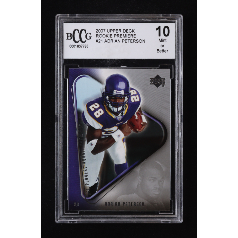 Adrian Peterson 2007 Upper Deck Rookie Premiere #21 RC (BCCG 10) at PristineAuction.com