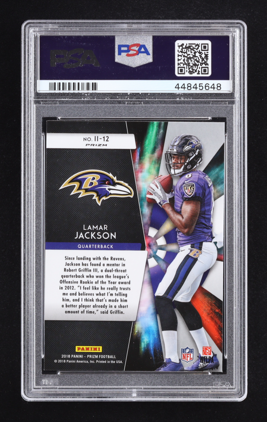 Lamar Jackson 2018 Panini Prizm Instant Impact Prizms #II12 (PSA 10) at PristineAuction.com Lamar Jackson 2018 Panini Prizm Instant Impact Prizms #II12 (PSA 10) at PristineAuction.com