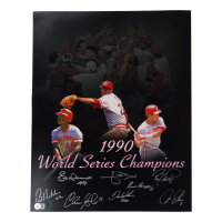 1990 Reds World Series Champions 16x20 Photo Signed By (8) with Barry Larkin, Jose Rijo, Chris Sabo, Eric Davis (Beckett) at PristineAuction.com
