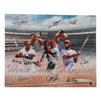 1990 Reds World Series Champions 16x20 Photo Signed By (8) with Barry Larkin, Jose Rijo, Chris Sabo, Eric Davis (Beckett) at PristineAuction.com
