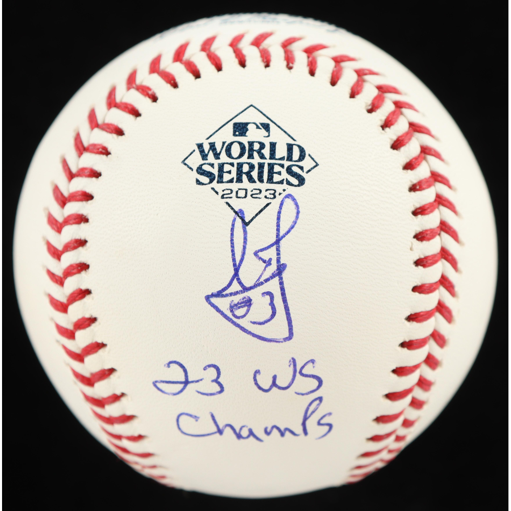 Leody Taveras Signed 2023 World Series Baseball Inscribed "23 WS Champs" (Beckett) at PristineAuction.com