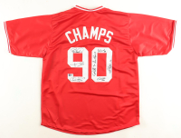 "1990 World Series Champions" Team-Signed Jersey by (8) with Barry Larkin, Jose Rijo, Chris Sabo, Eric Davis (Beckett) at PristineAuction.com