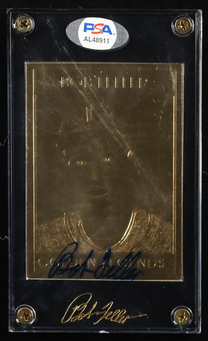 Bob Feller Signed 1996 Golden Legends 23Kt Gold #GL7 (PSA) at PristineAuction.com Bob Feller Signed 1996 Golden Legends 23Kt Gold #GL7 (PSA) at PristineAuction.com