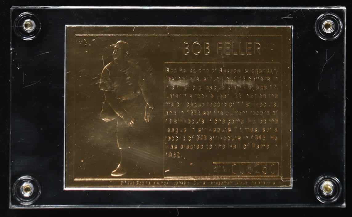 Bob Feller Signed 1996 Golden Legends 23Kt Gold #GL7 (PSA) at PristineAuction.com Bob Feller Signed 1996 Golden Legends 23Kt Gold #GL7 (PSA) at PristineAuction.com