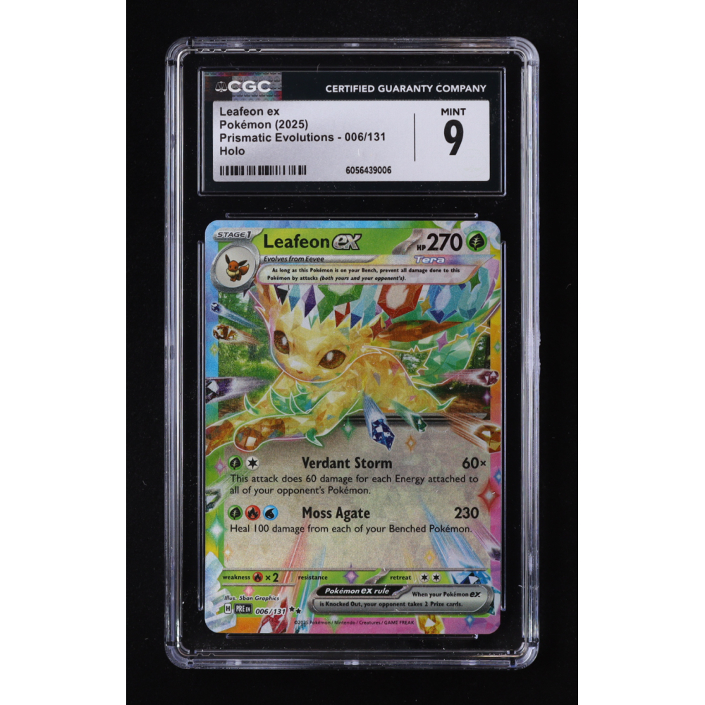 Leafeon ex 2025 Pokemon Scarlet and Violet Prismatic Evolutions #006 RR Holo (CGC 9) at PristineAuction.com