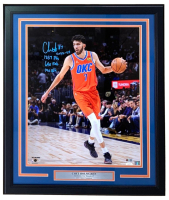 Chet Holmgren Signed Thunder Custom Framed Photo Inscribed "2023-24", "1357 Pts", "648 Reb" & "190 Blk" (JSA) at PristineAuction.com