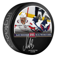 Alexander Ovechkin Signed Capitals "Goal 895" Logo Hockey Puck (Fanatics) at PristineAuction.com