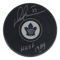 Darryl Sittler Signed Maple Leafs Logo Hockey Puck Inscribed "HHOF 1989" (Schwartz) at PristineAuction.com