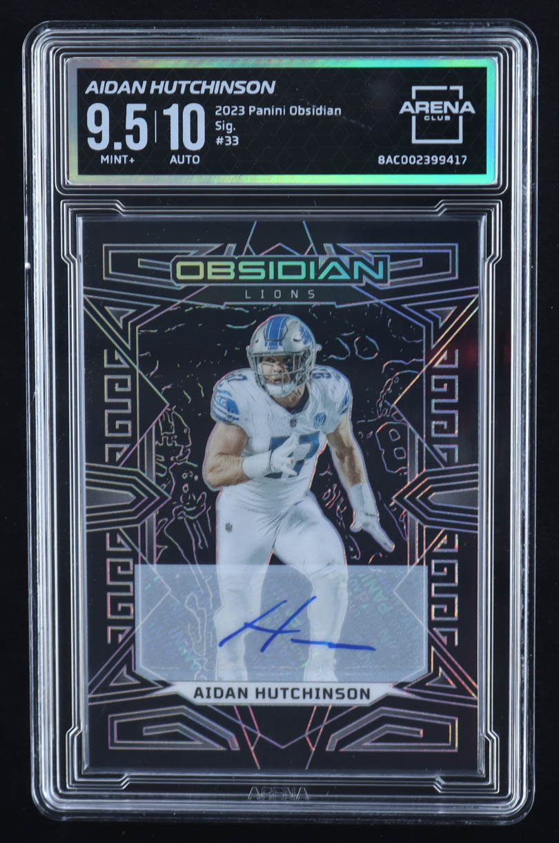 Aidan Hutchinson 2023 Panini Obsidian Signatures #33 (Arena Club 9.5 | Autograph Graded 10) at PristineAuction.com Aidan Hutchinson 2023 Panini Obsidian Signatures #33 (Arena Club 9.5 | Autograph Graded 10) at PristineAuction.com