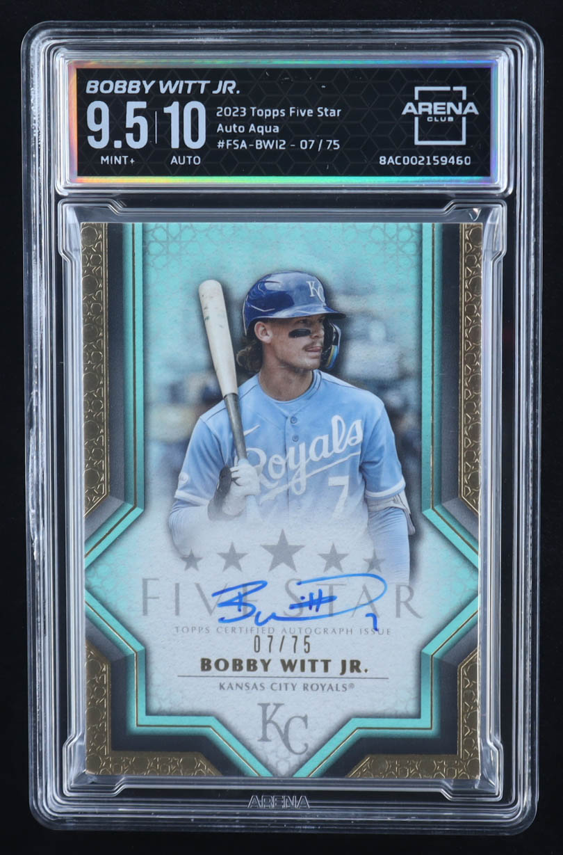 Bobby Witt Jr. 2023 Topps Five Star Autographs Aqua #FSABWI2 #7/75 (Arena Club 9.5 | Autograph Graded 10) at PristineAuction.com Bobby Witt Jr. 2023 Topps Five Star Autographs Aqua #FSABWI2 #7/75 (Arena Club 9.5 | Autograph Graded 10) at PristineAuction.com