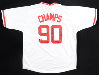 "1990 World Series Champions" Team-Signed Jersey by (6) with Barry Larkin, Jose Rijo, Chris Sabo, Joe Oliver (Beckett) at PristineAuction.com