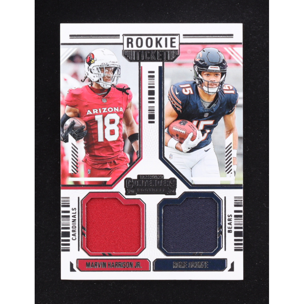 Marvin Harrison Jr. / Rome Odunze 2024 Panini Contenders Rookie Ticket Dual Swatches #12 RC at PristineAuction.com