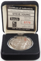 Steve Young LE The Highland Mint 1 Troy Oz .999 Fine Silver Commemorative Bullion Round at PristineAuction.com