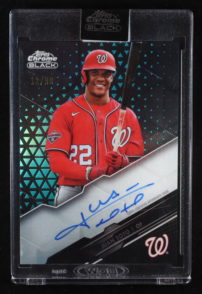 Juan Soto 2020 Topps Chrome Black Autographs Green Refractors #CBAJS #12/99