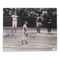 Carlton Fisk & Pat Darcy Signed 16x20 Photo Inscribed "Stay Fair, Stay Fair!" & "Go Foul, Go Foul!" (Beckett) at PristineAuction.com