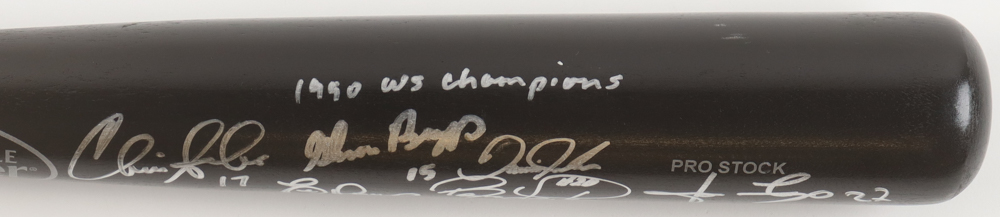 Reds Louisville Slugger Baseball Bat Signed By (8) With Barry Larkin, Eric Davis, Jose Rijo, Chris Sabo Inscribed "1990 WS Champions" (Beckett) at PristineAuction.com Reds Louisville Slugger Baseball Bat Signed By (8) With Barry Larkin, Eric Davis, Jose Rijo, Chris Sabo Inscribed "1990 WS Champions" (Beckett) at PristineAuction.com