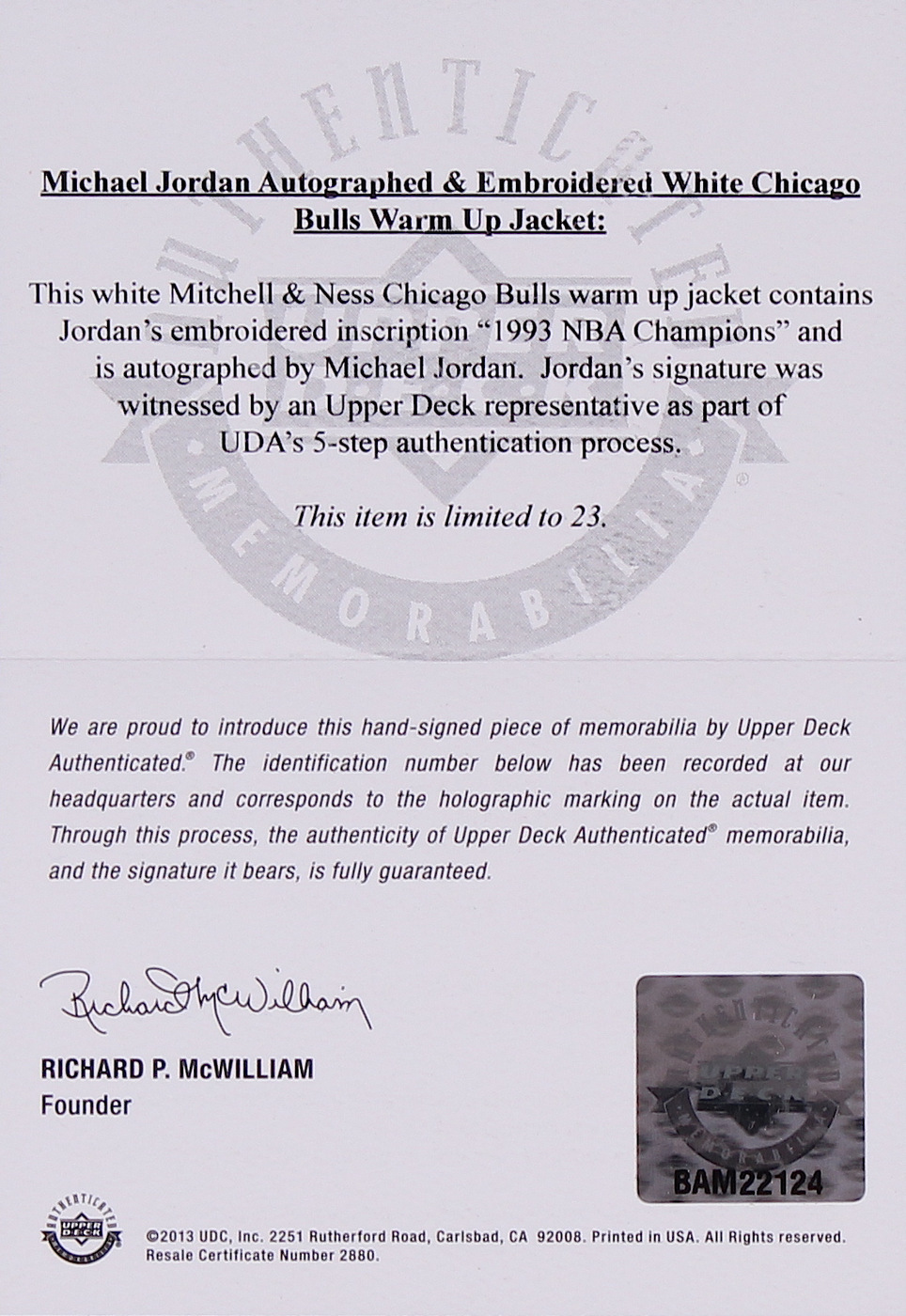 Michael Jordan Signed LE Authentic Mitchell & Ness Chicago Bulls Warm Up Jacket (UDA COA) at PristineAuction.com Michael Jordan Signed LE Authentic Mitchell & Ness Chicago Bulls Warm Up Jacket (UDA COA) at PristineAuction.com