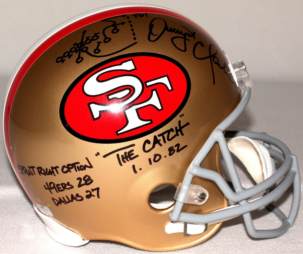 Dwight Clark Signed 49ers "The Catch" Full-Size Helmet with Hand-Drawn