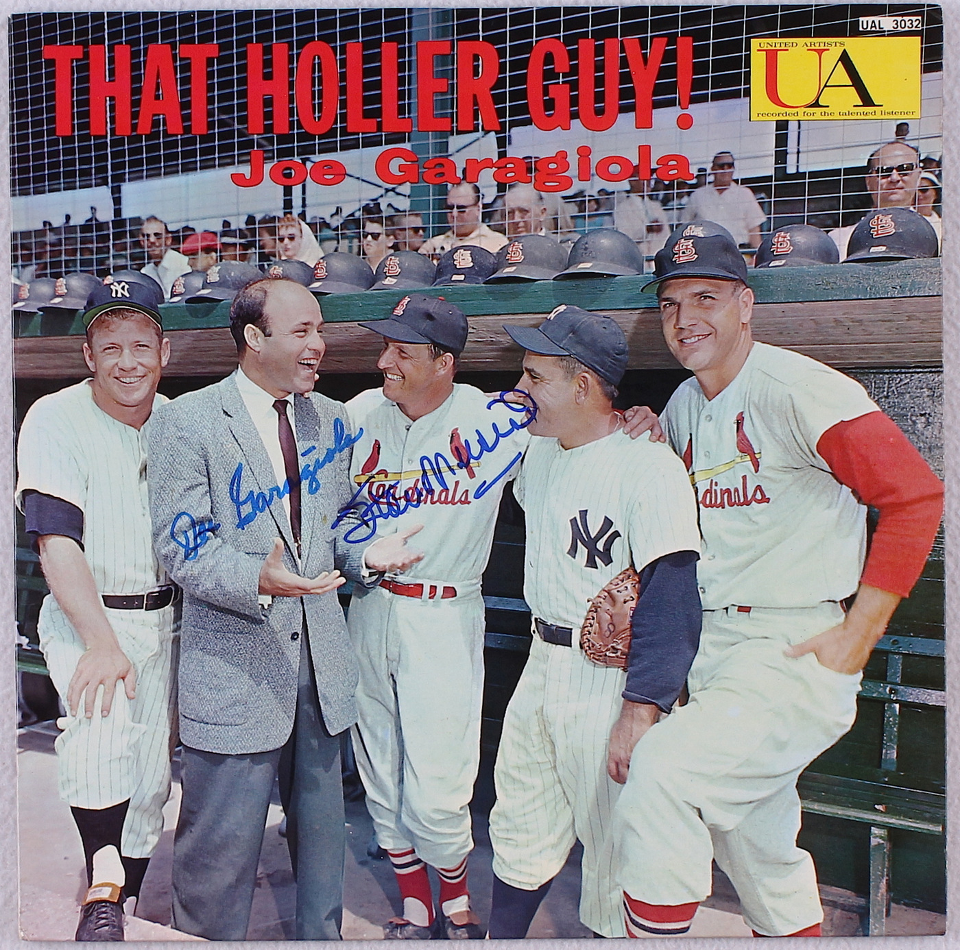 "That Holler Guy!" Record Album Signed by Joe Garagiola & Stan Musial (JSA COA & Musial COA) at PristineAuction.com "That Holler Guy!" Record Album Signed by Joe Garagiola & Stan Musial (JSA COA & Musial COA) at PristineAuction.com