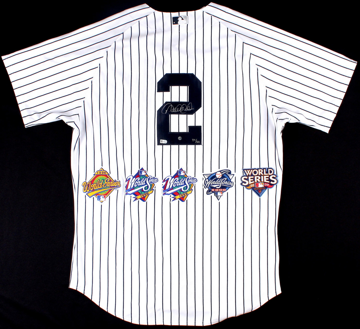 Derek Jeter Signed LE Yankees Authentic Majestic Jersey with (5) World Series Patches (Steiner COA & MLB Hologram) at PristineAuction.com Derek Jeter Signed LE Yankees Authentic Majestic Jersey with (5) World Series Patches (Steiner COA & MLB Hologram) at PristineAuction.com