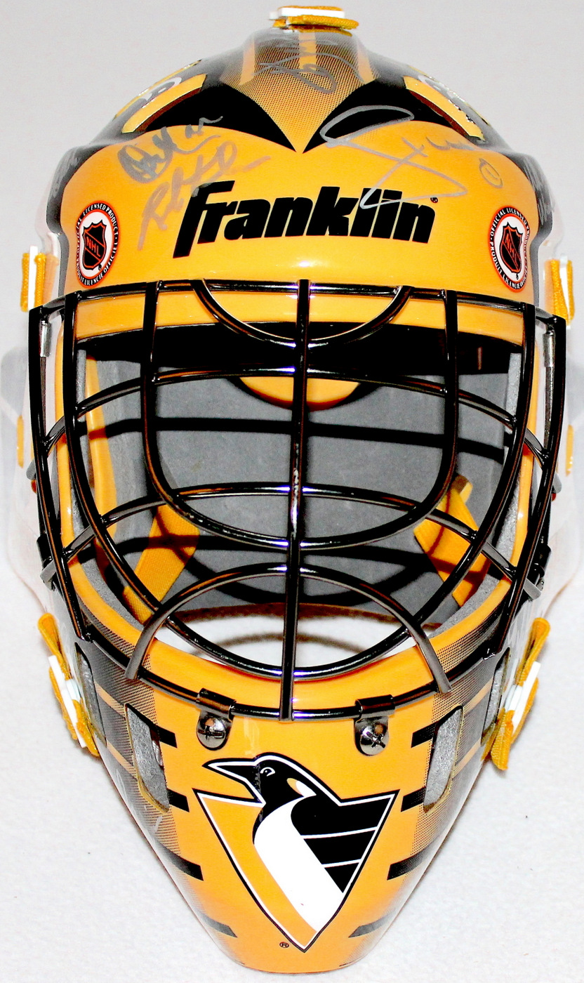 Pittsburgh Penguins Team-Signed Goalie Mask Signed by (30) with Mario Lemieux, Mark Letestu, Andrew Ference, Joe Mullen, Randy Hillier, Jim Paek, Johan Hedberg, Jean-Sebastien Aubin, Brooks Orpik (JSA ALOA) at PristineAuction.com Pittsburgh Penguins Team-Signed Goalie Mask Signed by (30) with Mario Lemieux, Mark Letestu, Andrew Ference, Joe Mullen, Randy Hillier, Jim Paek, Johan Hedberg, Jean-Sebastien Aubin, Brooks Orpik (JSA ALOA) at PristineAuction.com