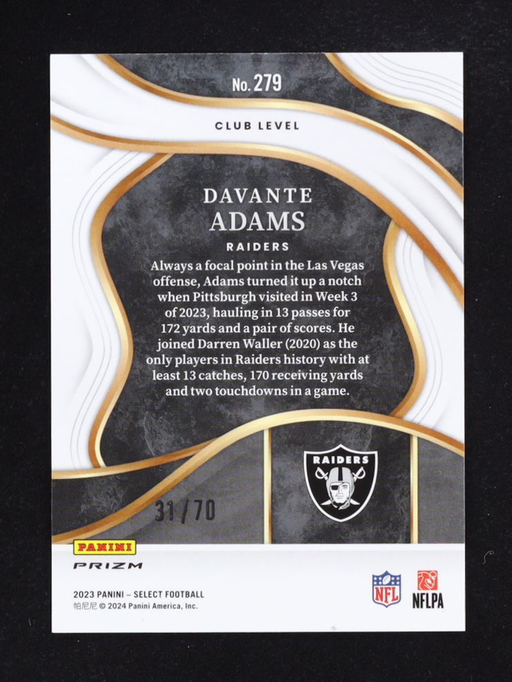 Davante Adams 2023 Select Prizm Dragon Scale #279 #31/70 at PristineAuction.com Davante Adams 2023 Select Prizm Dragon Scale #279 #31/70 at PristineAuction.com