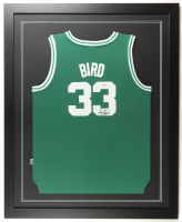 Larry Bird Signed Custom Framed Jersey Display (PSA) at PristineAuction.com