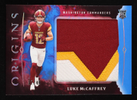 Luke McCaffrey 2024 Panini Origins Rookie Jumbo Jerseys Blue #14 RC #37/49 at PristineAuction.com