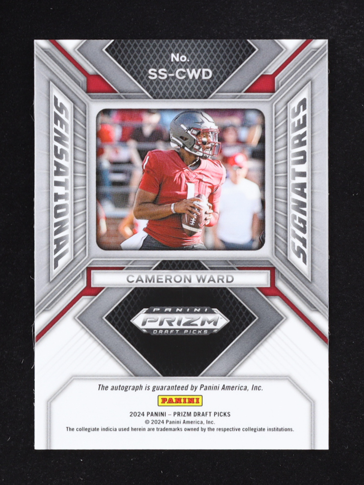 Cameron Ward 2024 Panini Prizm Draft Picks Sensational Signatures #97 RC at PristineAuction.com Cameron Ward 2024 Panini Prizm Draft Picks Sensational Signatures #97 RC at PristineAuction.com