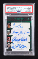 Jerry West / Roger Staubach / Johnny Bench / Richard Petty 2024 Leaf Ultimate Sports The Four Sportsman Autographs Holo Green #FS7 #1/1 (PSA Authentic | Auto 9) at PristineAuction.com