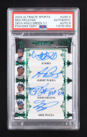Ichiro Suzuki / Albert Pujols / Todd Helton / Mike Piazza / Adrian Beltre / Vladimir Guerrero / Miguel Cabrera / Fred McGriff 2024 Leaf Ultimate Sports Signature 8 Holo Green #US8-4 #1/1 (PSA Authentic | Auto 9) at PristineAuction.com