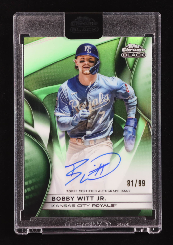 Bobby Witt Jr. 2025 Topps Chrome Black Autographs Green Refractors #CBABW #81/99