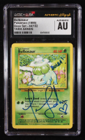 Tara Sands Signed 1999 Pokemon Base Unlimited #44 Bulbasaur C "BULBA!" (CGC Authentic) at PristineAuction.com