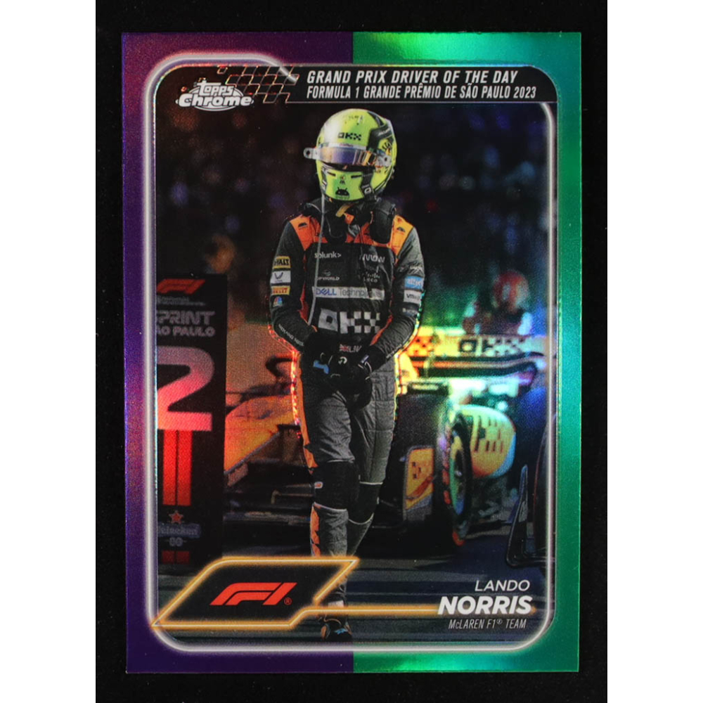 Lando Norris 2024 Topps Chrome Formula 1 Purple Green Refractors #178 DOD at PristineAuction.com