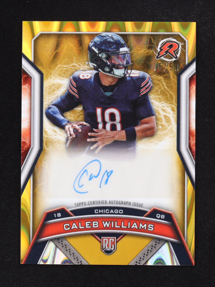 Caleb Williams 2024 Topps Resurgence Resurgence Rookie Signatures Gold Power Surge #RRSCW RC #15/50