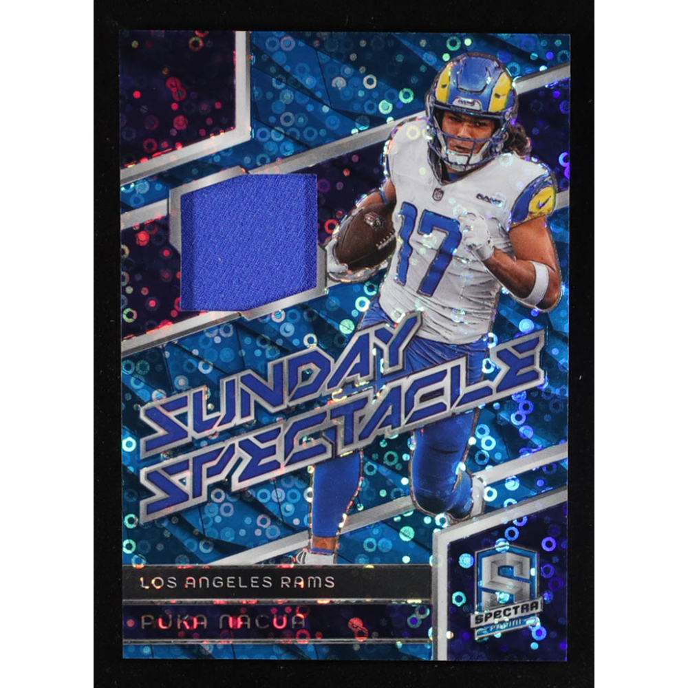 Puka Nacua 2024 Panini Spectra Sunday Spectacle Materials Neon Blue #9 #38/60 at PristineAuction.com