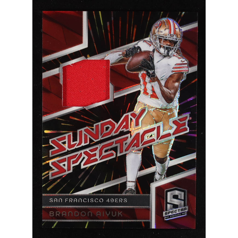 Brandon Aiyuk 2024 Panini Spectra Sunday Spectacle Materials Hyper #19 #42/75 at PristineAuction.com