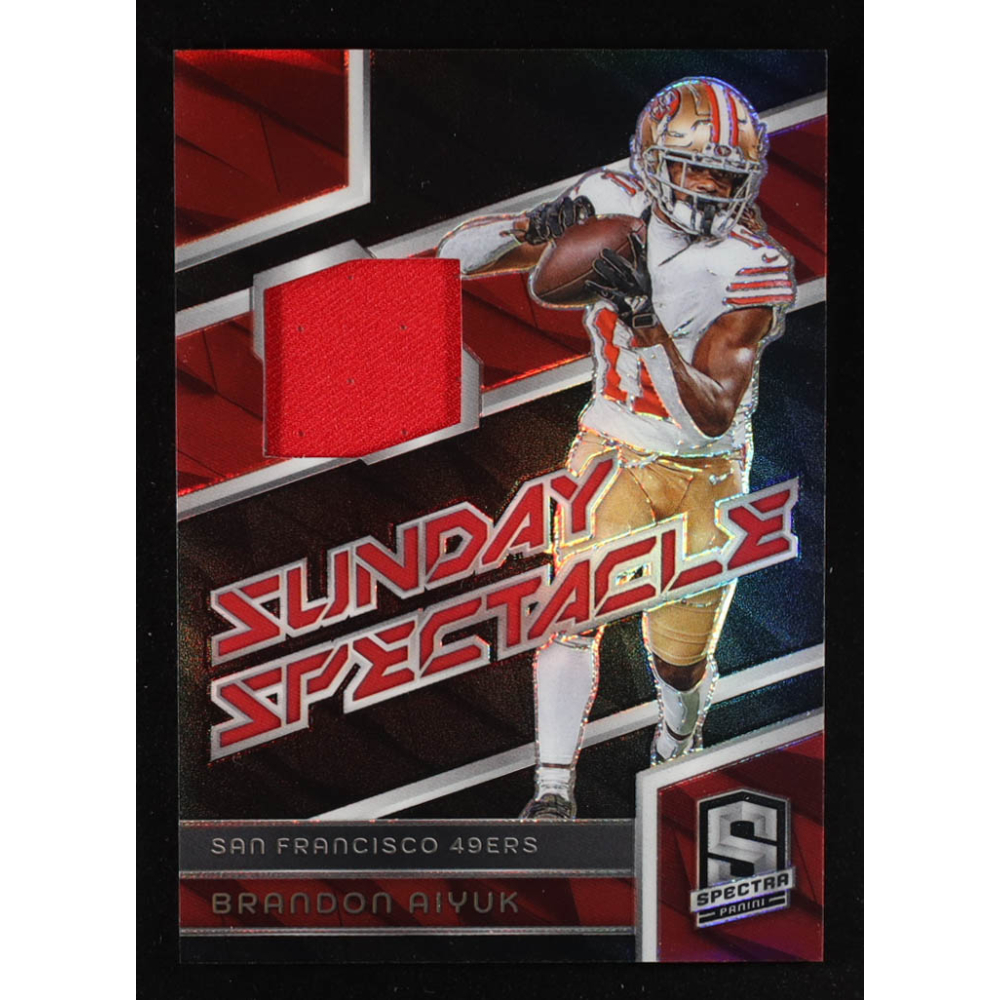 Brandon Aiyuk 2024 Panini Spectra Sunday Spectacle Materials #19 #57/99 at PristineAuction.com