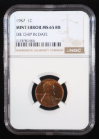 1957 Lincoln Wheat Penny - Die Chip In Date (NGC Mint Error MS65RB) at PristineAuction.com