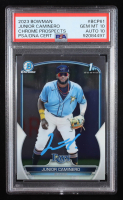 Junior Caminero Signed 2023 Bowman Chrome Prospects #BCP61 RC (PSA 10 | Autograph Grade 10) at PristineAuction.com