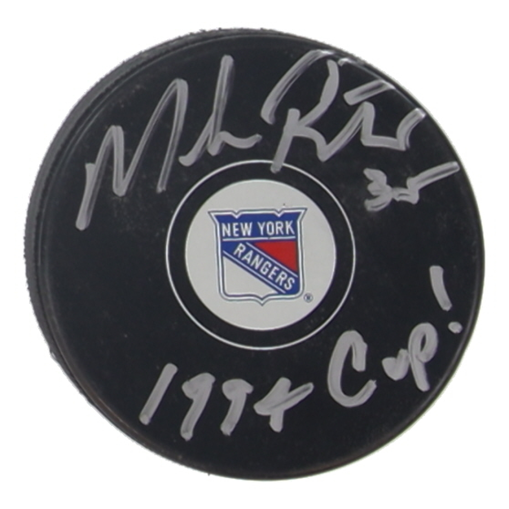 Mike Richter Signed Rangers Logo Hockey Puck Inscribed "'94 Cup!" (JSA) at PristineAuction.com