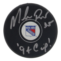 Mike Richter Signed Rangers Logo Hockey Puck Inscribed "'94 Cup!" (JSA) at PristineAuction.com