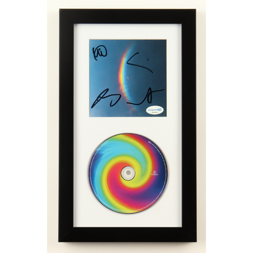 Chris Martin, Guy Berryman, Jonny Buckland, & Will Champion Signed Coldplay "Moon Music" Custom Framed CD Insert Display (ACOA) at PristineAuction.com
