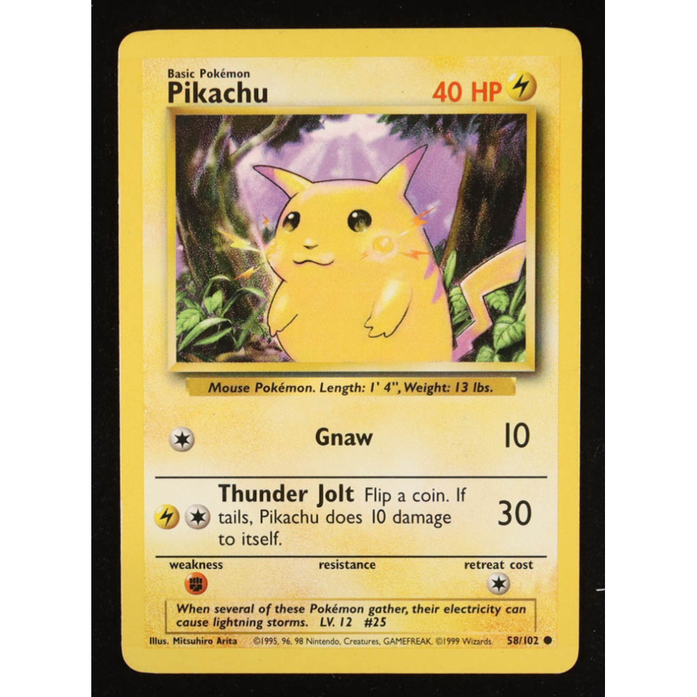 Pikachu COR C 1999 Pokemon Base Unlimited #58 at PristineAuction.com